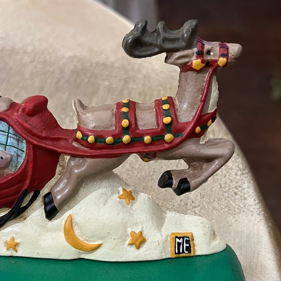 Mary Engelbreit Cast Iron Santa and Reindeer Double Stocking hanger New Vintage - Picture 5 of 10